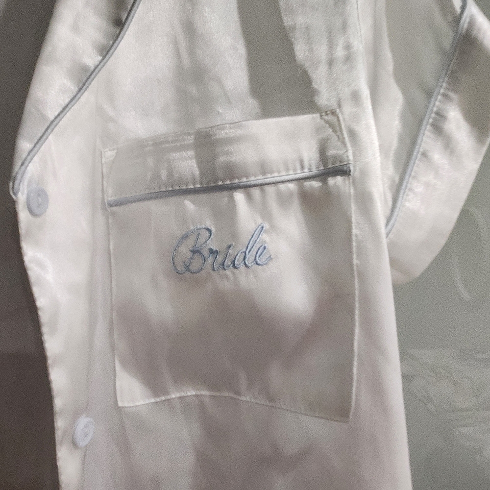 White Satin Bride Pajama Set